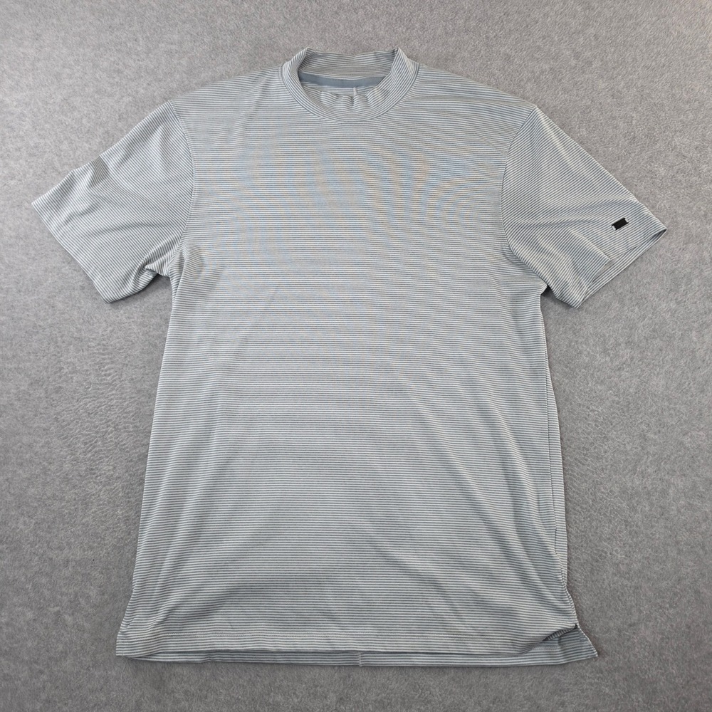 Nike Dri-FIT Mens Small Gray Striped Mock Neck Short Sleeve Training T-Shirt